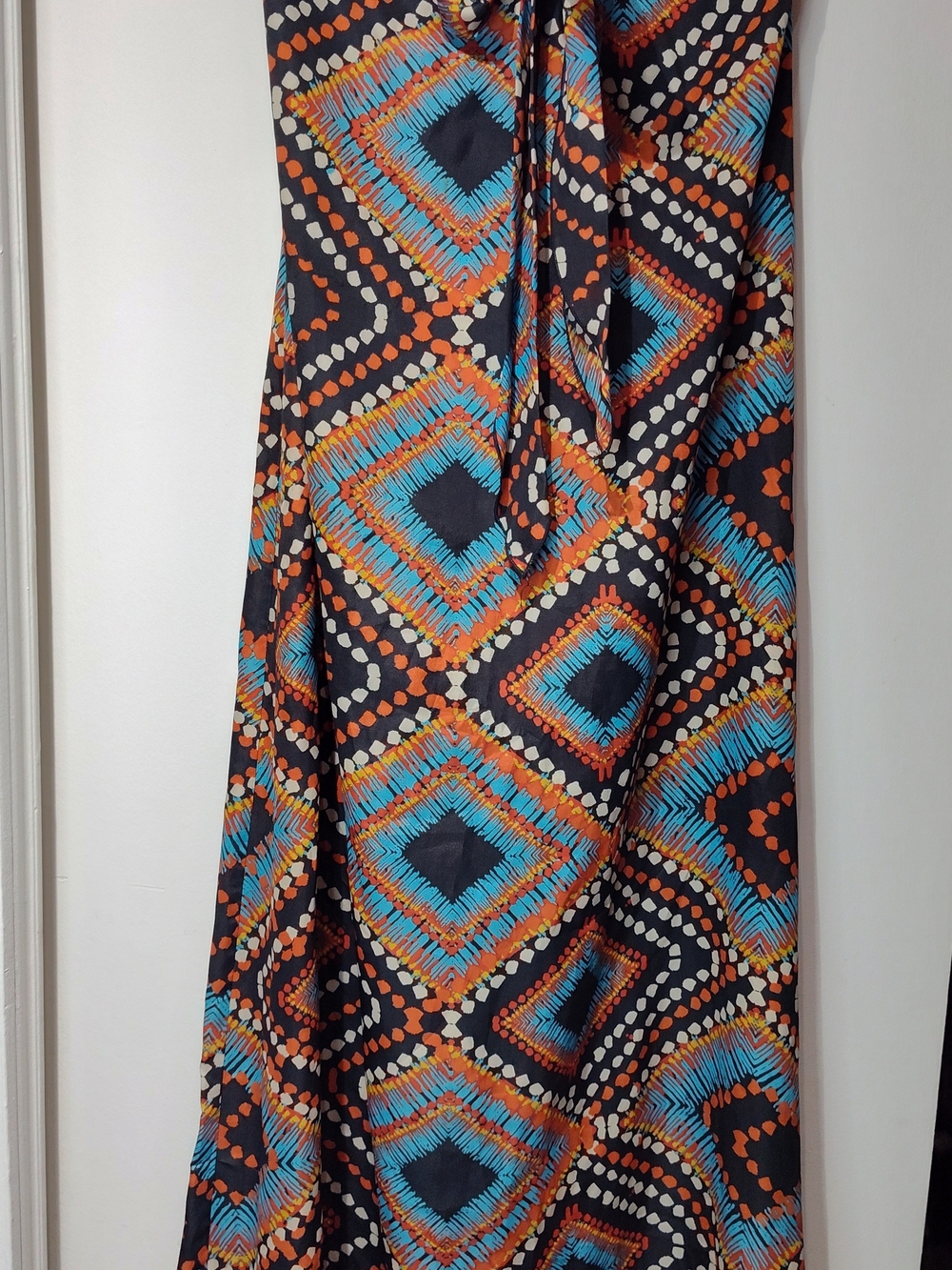 Xhilaration Strapless Geometric Maxi Dress in Black, Blue & Orange